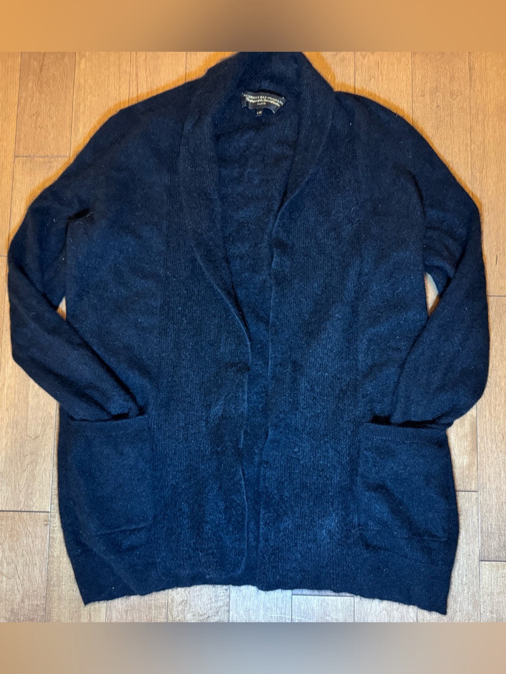 Hudson's Bay Signature Collection 100% Cashmere Wrap Cardigan Black | Size L